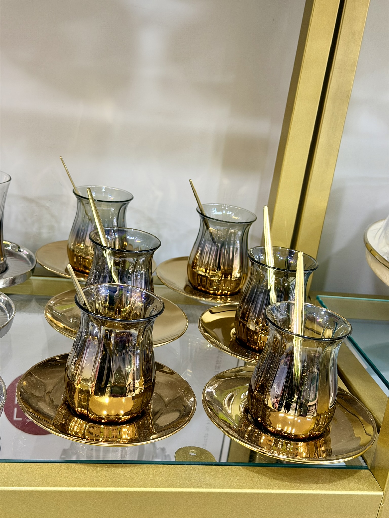 IMG_2583 KAŞIKLI ÇAY SETİ GOLD TİTANYUM - Görsel 1